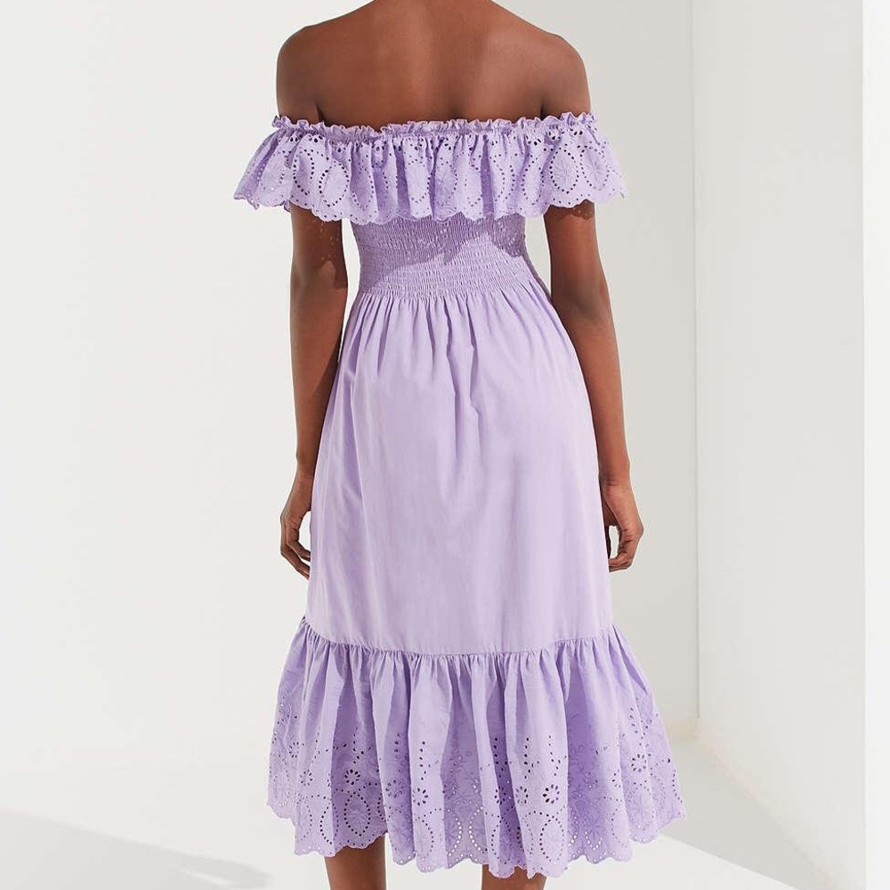 URBAN OUTFITTERS Off shoulder Eyelet Midi Dress